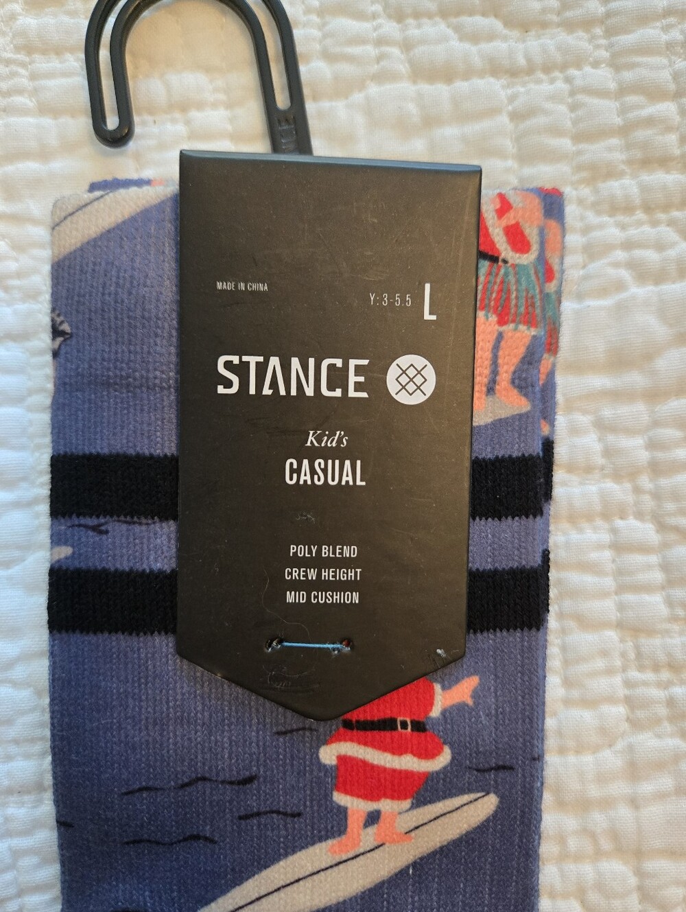 Stance Surfing Santa Kids Crew Socks in Blue and Red - Picture 5 of 5